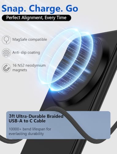 for MagSafe Charger - Magnetic Wireless Charger for iPhone 12-17, Black - Image 2