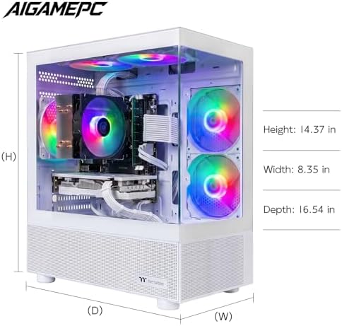 Gaming PC Desktop Computer, Intel Core i7 up to 4.0GHz, Radeon RX 580 8G, 16G RAM, 512GB M.2 SSD, BX3 550W 80PLUS Bronze PSU, WiFi 5, RGB Fan x5, Windows 11 Home, White PC - Image 5