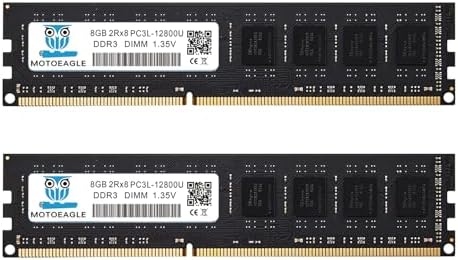16GB KIT (2x8GB) DDR3L 1600MHz PC3L-12800U-11 Non ECC Unbuffered 1.35V 2Rx8 Dual Rank 240 Pin UDIMM Desktop Memory RAM Module Upgrade by motoeagle