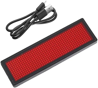 Rechargeable LED Digital Display Badge with USB Cable, Red PVC by Angoily