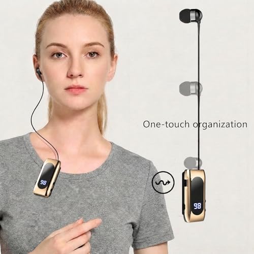 Wireless Headset Wireless Headphones Handsfree Call Wireless Earpiece Noise Cancellation Earbud Earphones Mic Compatible with Cell Phones Car Driver Trucker Business Office (Gold‌) - Image 4