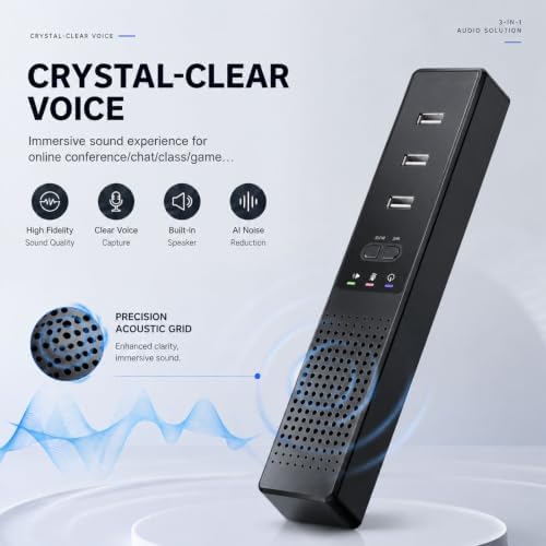 3 in 1 USB Wired Speaker with Microphone,Conference Speakerphone for PC & Laptop,360° Voice Pickup, Plug and Play, Computer Speaker for Zoom, Teams, Skype, Home Office & Online Meetings - Image 3