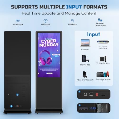 HARZHI 49 Inch Digital Signage Kiosk, 2K Touchscreen Floor Standing Advertising Display with IPS LCD Screen, Android OS and Auto Media Player - Image 6