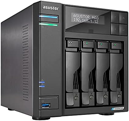 Asustor Lockerstor 4 AS6604T - 4 Bay NAS, Quad-Core 2.0GHz CPU, 2 2.5GbE Ports, 4GB RAM DDR4, 2 M.2 SSD Slots, Network Attached Storage (Diskless) by Asustor
