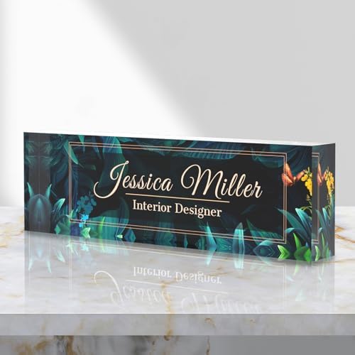 Personalized Acrylic Office Desk Name Plate with Name and Title Printing by nyareka