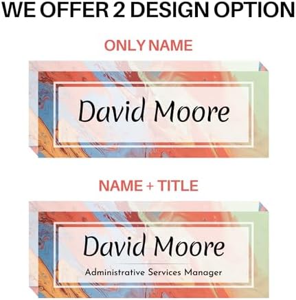 Customized Clear Acrylic Thick 8x3" Desk Name Plate Block with Personalized Logo - Professional Office Decor - Customized Acrylic Plate Gift for Teacher Co-workers (Colorful Paint) - Image 3