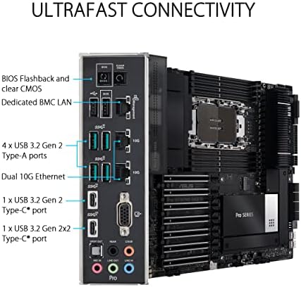 ASUS Pro WS W790 SAGE SE Intel LGA 4677 CEB Motherboard,PCIe 5.0, 7 xPCIe 5.0 x16 Slots,DDR5 R-DIMM, 2x10G BMC LAN, LAN Server-Grade Remote Management,Front and Rear USB 3.2 Gen 2x2 Type-C®,ACCE - Image 5