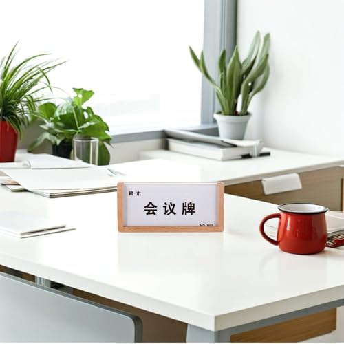 Milisten Name Plate Holder Table Sign Display V-shaped with Wood Base Acrylic Elegant Versatile and Stylish Desk Nameplate for Desk and Office Use for Meeting Room and Reception Areas - Image 7