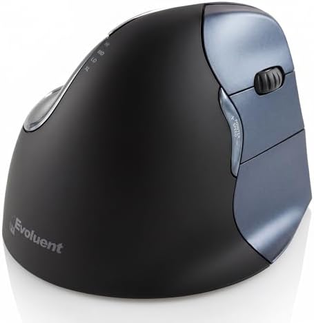 Evoluent – Inventor of the Vertical Mouse – VM4RW Ergonomic Vertical Mouse Right Hand Regular Size Wireless USB, Sculpted for Comfort, Reduces Wrist Strain, 4 Speeds, 6 Customizable Buttons in Windows by Evoluent