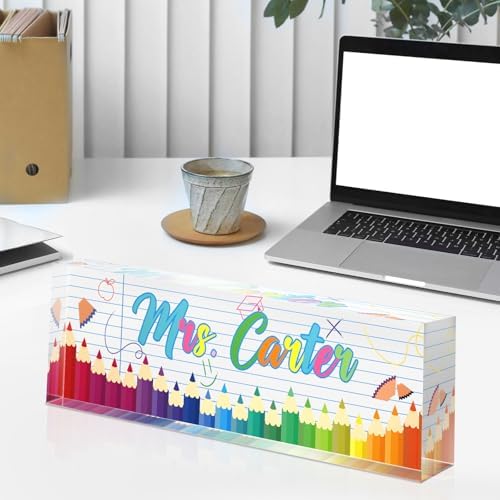 Custom Name Plate for Desk - Desk Name Plate Personalized - Acrylic Office Desk Accessories - Teacher Appreciation Gifts for Coworkers Employee Staff - Office Decor for Women Men (Teacher Gifts A) - Image 4