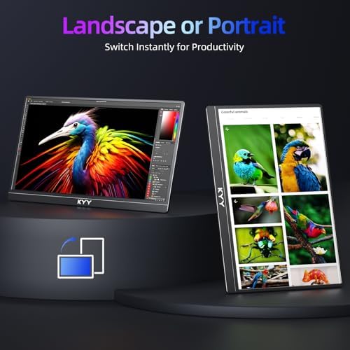 KYY Portable Monitor for Laptop with Built-in Stand, 15.6'' Laptop Screen Extender 1080P FHD Monitor - Image 2