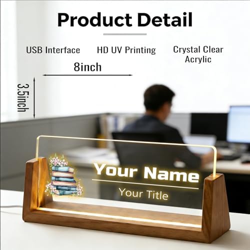 Custom Desk Name Plate,Light Up Acrylic Office Sign, Personalized Gift for Boss Coworker Teacher, Employee Appreciation Award, Home Office Decor - Image 5