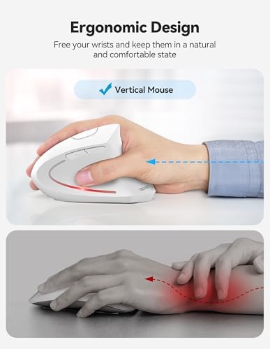 TECKNET Ergonomic Mouse Wireless, Rechargeable Vertical Mice Right Hand - Image 6