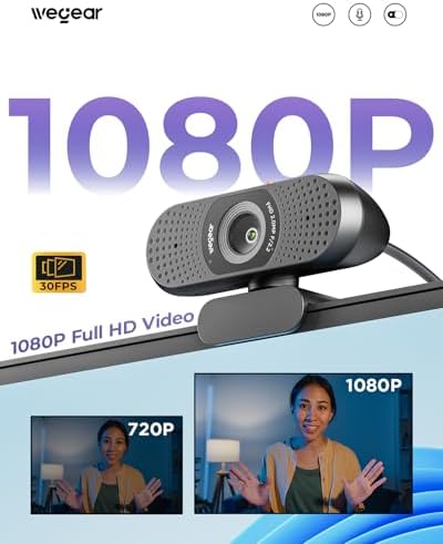 wegear 1080P Webcam for PC, Full HD Computer Camera with Dual Mics, USB-A - Image 2
