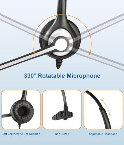 Wantek Cell Phone Headset with Microphone Noise Cancelling for Laptops, PC,3.5mm Jack,Volume Control,Wired Computer Headsets for Zoom Skype,for Office,Business, Call Center, Clear Chat（Black） - Image 5