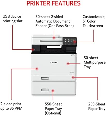 Canon imageCLASS MF753Cdw Wireless Duplex Color Laser All-in-One Printer, Scanner, Copier, Fax, 35 PPM, White - Image 3