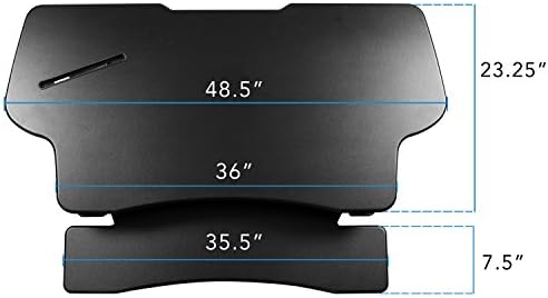 Mount-It! 48.5" Electric Standing Desk Converter for Dual Monitors, Motorized Sit Stand Electric Desk Riser with USB Port & Device Slot, Keyboard Tray, Adjustable Height Ergonomic Workstation, Black - Image 3