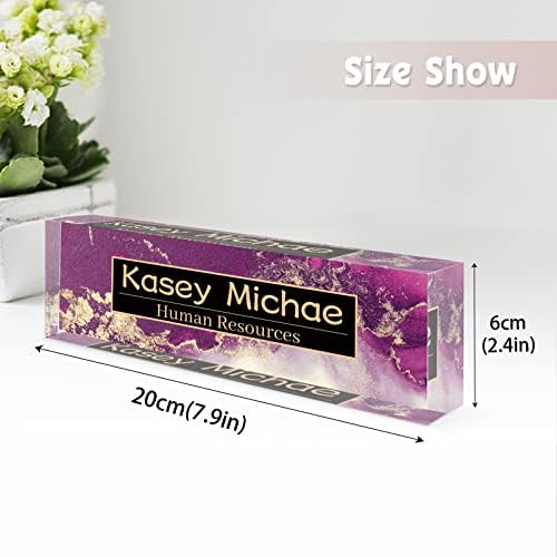 SalaGraphics Desk Name Plate Personalized, Custom for Desk, Office Decor Men, Acrylic Accessories, Gifts Coworkers Boss Teacher, Employee Appreciation (Purple/Gold), 8''(L)x2.5(W) - Image 3