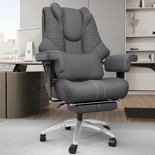 Big and Tall Office Chair with Foot Rest, High Back Computer Desk Chair by BoxDesignLab