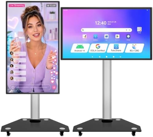 JAV Smart Board 43 Inch, Interactive Whiteboard with Rotating Touchscreen, EDLA Certified, Android 14, Wireless Mirroring for Classroom Teaching, Live Streaming, Office (Wall Mount Included) by JAV