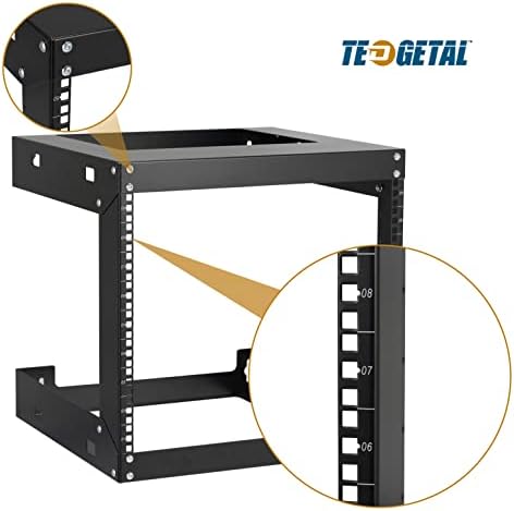 9U Wall Mount Rack Open Frame 19 Inch Server Equipment 2 Post Network Cabinet 18 inches Depth Black by Tedgetal - Image 6