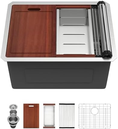 Sarlai 24 Laundry Sink Undermount 24x18 Inch Laundry Utility Sinks 13" Deep by Sarlai