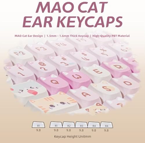 ZORNHER ZH100 Wireless Cat Mechanical Keyboard,98% Pink Cute Creamy Keyboard with Number Pad,Full Size Girly Kitty Gaming Keyboard,Meow Meow Squad Keycaps,Creamy Souding Linear Switches - Image 3
