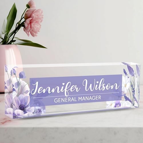 Name Plate for Desk, Personalized Office Decor for Women and Men, Acrylic Accessories, Employee Appreciation Gifts for Boss, Manager, Teacher, Nurse by AeekdookWoodenPuzzles