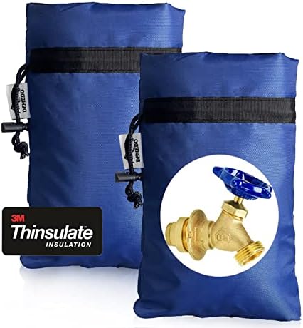 Enlarge Outdoor Faucet Cover for Winter Freeze Protection, 3M Thinsulate, 10”H x 6.3”W Hose Bib Covers for Wall Taps Outside, Waterproof & Frost Free Insulated Spigot Cover, 2 Pcs Faucet Socks - Blue by DEMEDO