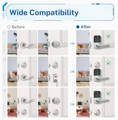 Keypad Smart Door Lock with Handle: Kucacci Keyless Entry Door Lock - Smart Lock for Front Door - Electronic Door Lock with Keypad for Exterior Door - Deadbolt Lever Alternative - Easy Installation - Image 5