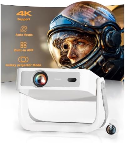 Outdoor-Projector-Movie with WiFi and Bluetooth:[Built-in APPs/180° Stand/Creative Filter] Smart Portable-Projector Auto Focus OS 3.0 Jimveo High Brightness Movie Proyector Compatible with Netflix by Jimveo