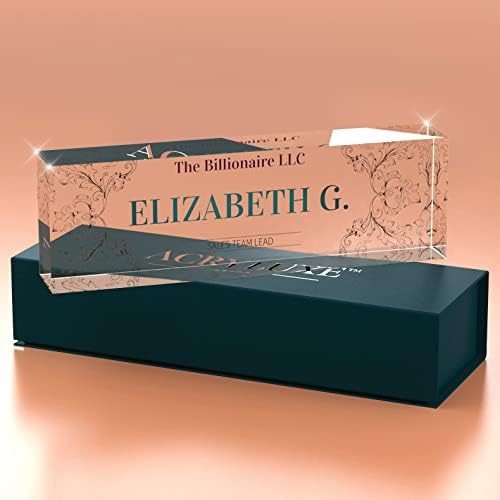 Desk Name Plate Personalized, Custom Name Plates 2½/x8 Inches, Thick Crystal-Clear Acrylic, Gift Box, Office Desk Decor. USA Made by ACRYLUXE (Belvedere) - Image 3
