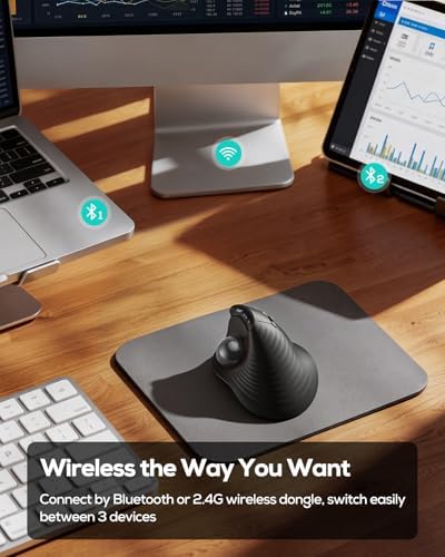 Nulea Wireless Ergonomic Vertical Trackball Mouse Thumb Control - Image 6
