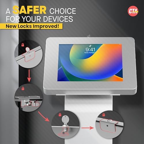 Premium Kiosk Floor Stand – CTA Locking Support Base Kiosk for iPad 11 (A16) - Pro 11-inch M4 - Air 11-inch M3- iPad 10th Gen - Galaxy Tab & More Tablets - Silver - (PAD-PARAFS) - Image 3