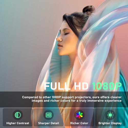【Bone white Projector & Built-in Apps】XuanPad Mini Projector with Wi-Fi and Bluetooth, Full HD 1080P Smart Portable Projector with 210° Stand, Auto Vertical Keystone, Compatible with HDMI/USB/TV Stick - Image 6