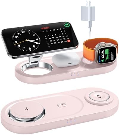 Foldable 3 in 1 Wireless Charging Station for Apple Mag-Safe Charger Stand by moencase