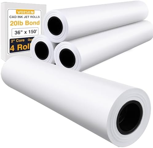 VOISEN Wide Format Paper, 4 Rolls Plotter Paper 36 In x 150 Ft by VOISEN