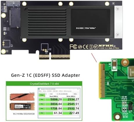 CY Adapter PCI-E 4.0 4X Host Adapter to NVMe Ruler 1U GEN-Z EDSFF 9.5mm 15mm 25mm Thickness Short SSD E1.S with Heat Sink PM9A3 PM9D3 P5801X Carrier Adapter - Image 4