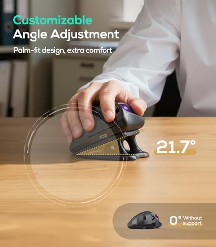 Nulea Wireless Trackball Mouse Ergonomic 21.7 Tilt Stand Thumb Control - Image 2
