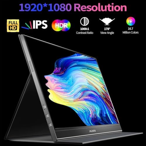 MNN 15.6" FHD 60Hz Portable Monitor USB-C HDMI IPS HDR Gaming Laptop - Image 2