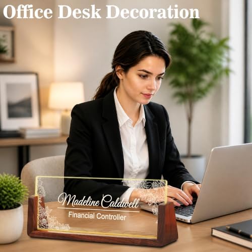 Custom Name Plate for Desk with LED Walnut Frame, Office Desk Decor - Image 5