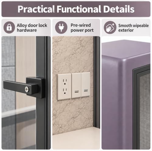 Soundproof Office Pod with 1 Person Enclosed Structure (Purple) - Image 4