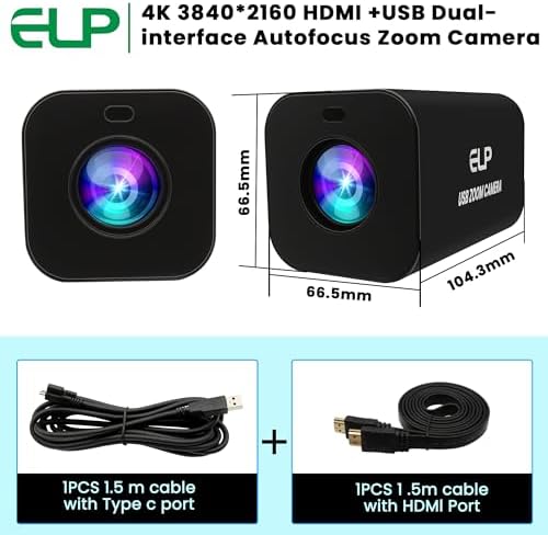 ELP 21X Zoom 4K 30fps USB Camera 1080P 60fps HDMI USB Webcam Autofocus Manual Focus PC Web Cam H.265 H.264 High Speed Web_Camera for Church Streaming Video Conference (21X Zoom) - Image 5