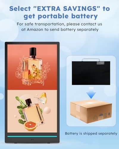 55 inch Outdoor Mobile Digital Signage Display, LCD IP65 Waterproof Advertising Display Kiosk with Rechargeable Battery, Brightness Auto-Adjustment and Impact Resistant Screen - Image 2