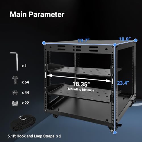Upgraded 10U Server Rack with 4 Swivel Casters & 2 Shelves - Image 4
