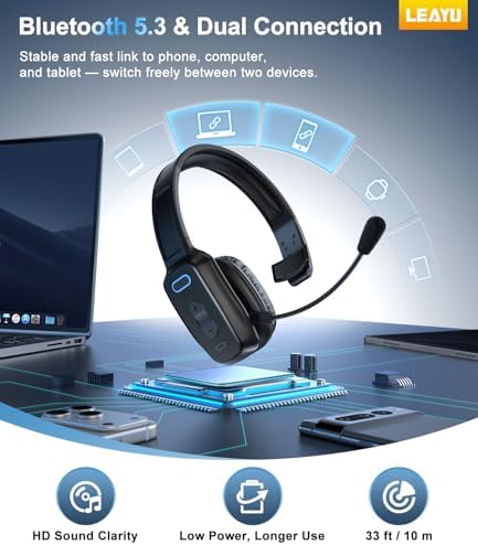 Trucker Bluetooth Headset, 60-Hour AI Noise-Canceling Mic for Driving - Image 5