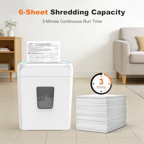 Bonsaii 6-Sheet Cross Cut Paper Shredder for Home, 3.4 Gal Bin - Image 3