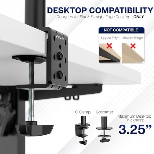 VIVO Dual Monitor Desk Mount, Heavy Duty Fully Adjustable Steel Stand, Holds 2 Computer Screens up to 30 inches and Max 22lbs Each, Gray Color, STAND-V002-GY - Image 6