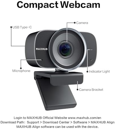 MAXHUB 4K USB Video Conference Camera - 120° Wide Angle, Auto Framing Webcam for Mac PC Meetings, 1/2.3" CMOS Sensor Noise Reduction, USB Type-C Connect Laptop PC, Certified for Microsoft Teams - Image 3