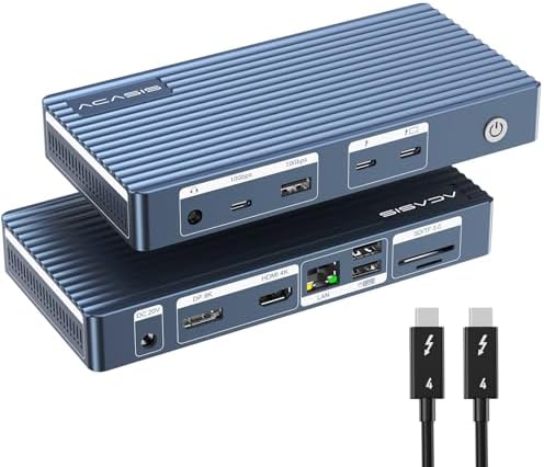 ACASIS Thunderbolt 4 Dock Certified - Thunderbolt 4 Hub, 8K60Hz HDMI, 10Gbps USB C/A, 1 GbE Ethernet, SD/TF 4.0, 3.5mm Audio, MacBook Docking Station Dual Monitor for Mac M1/M2/M3 Pro/Max by ACASIS